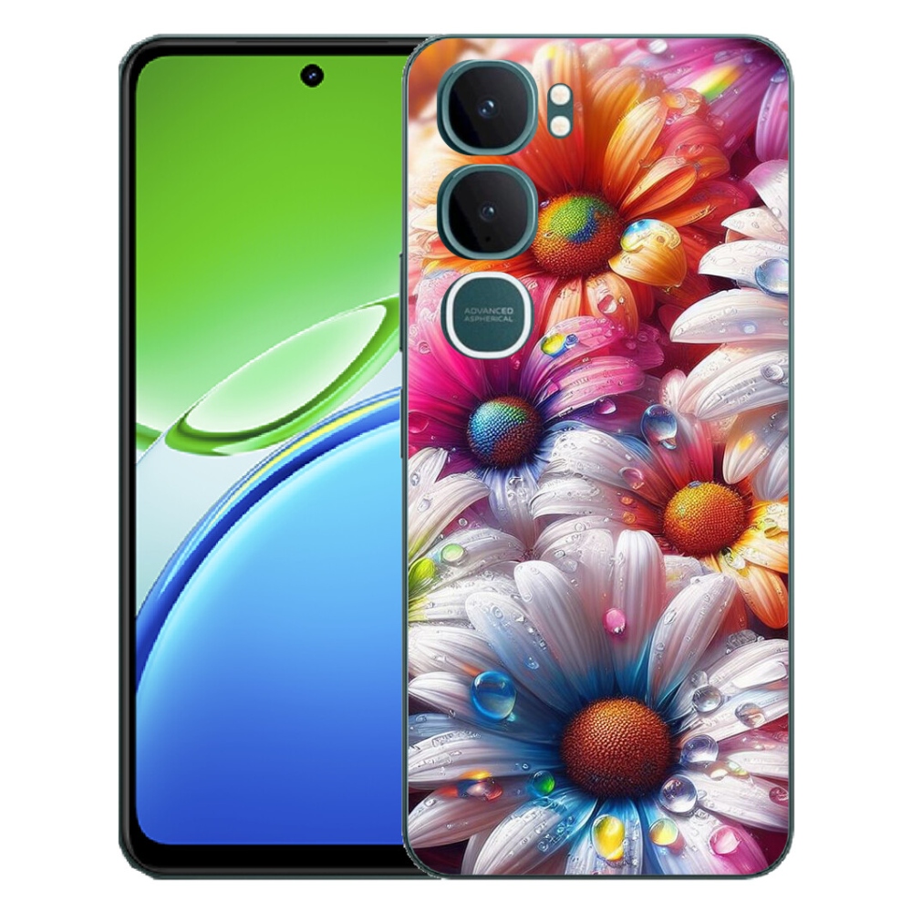 Gélový kryt mmCase na Vivo Y21d - farebné margaréty