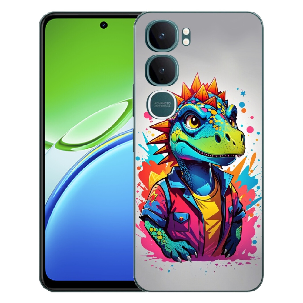 Gélový kryt mmCase na Vivo Y21d - farebný dinosaurus