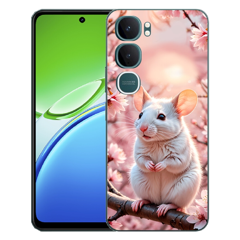 Gélový kryt mmCase na Vivo Y21d - biela myš na vetve