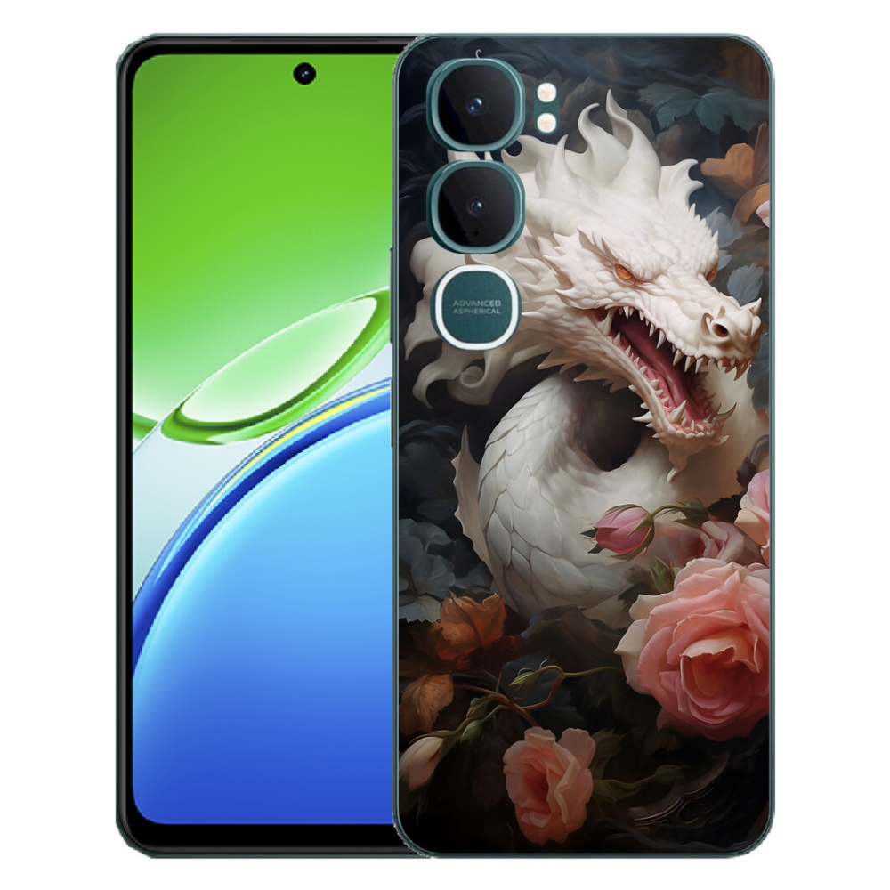 Gélový kryt mmCase na Vivo Y21d - biely drak
