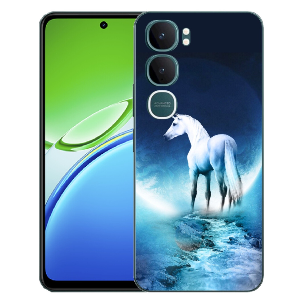 Gélový kryt mmCase na Vivo Y21d - biely jednorožec