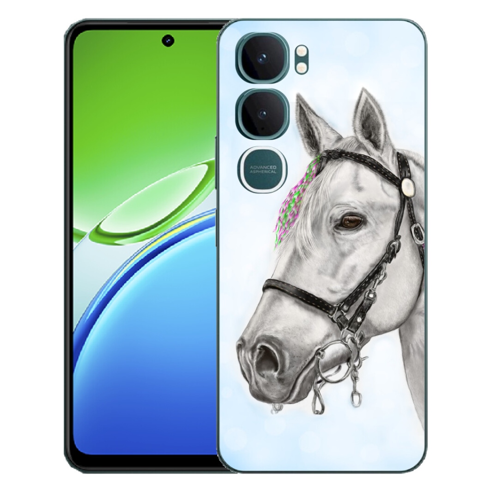 Gélový kryt mmCase na Vivo Y21d - biely kôň 1