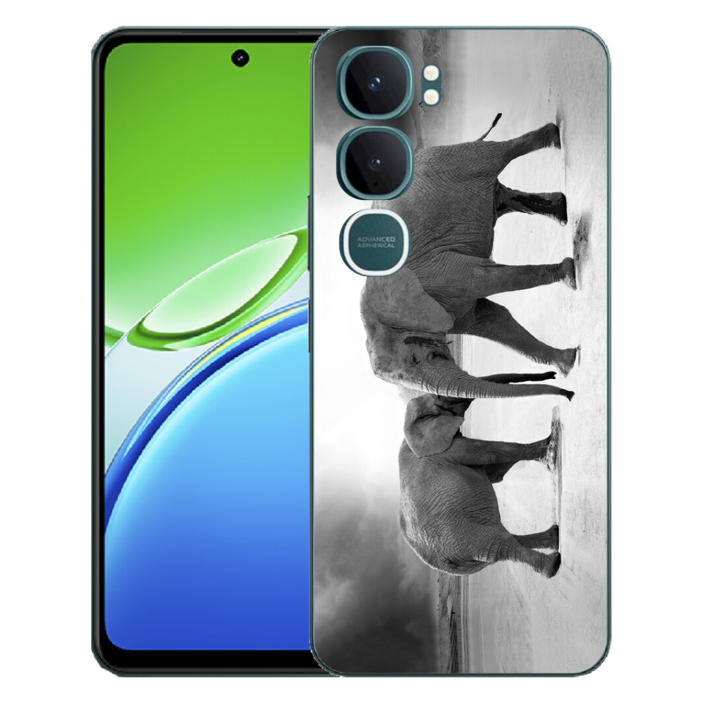 Gélový kryt mmCase na Vivo Y21d - čiernobieli slony