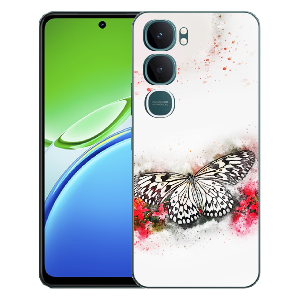 Gélový kryt mmCase na Vivo Y21d - čiernobiely motýľ