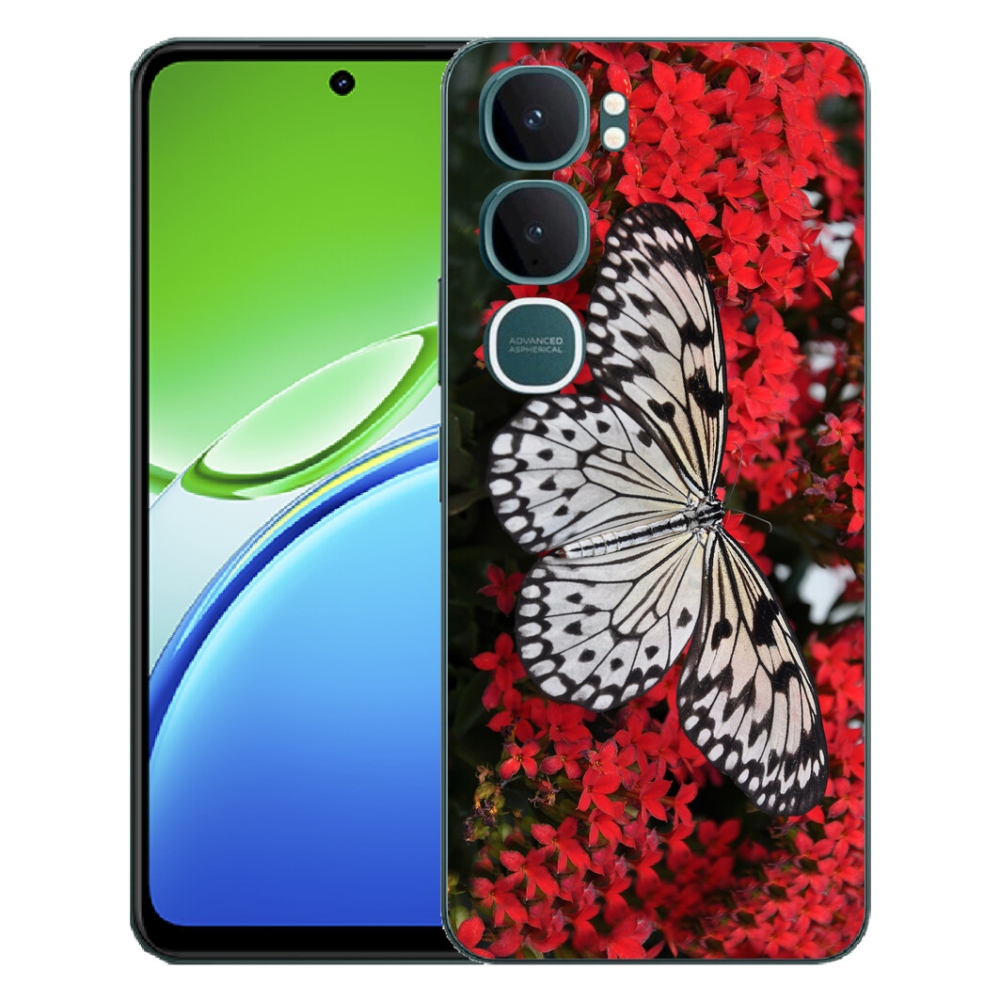 Gélový kryt mmCase na Vivo Y21d - čiernobiely motýľ 1