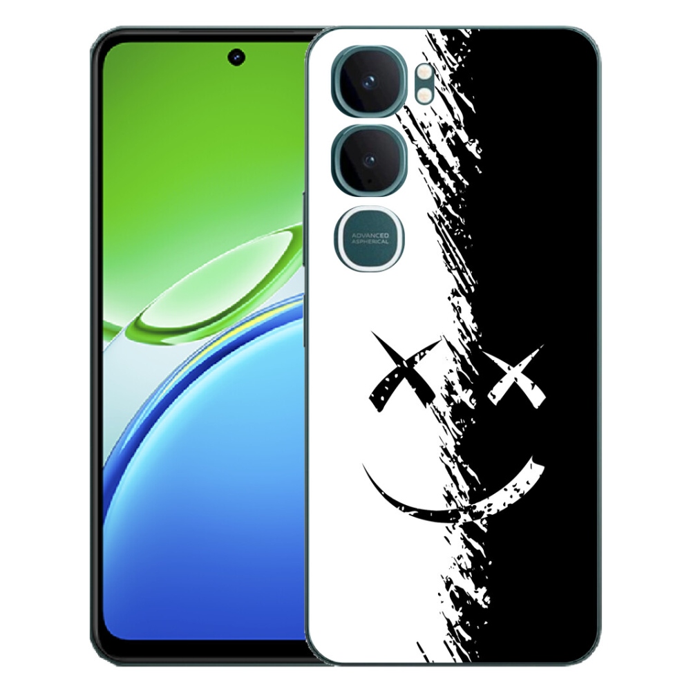 Gélový kryt mmCase na Vivo Y21d - čiernobiely smajlík