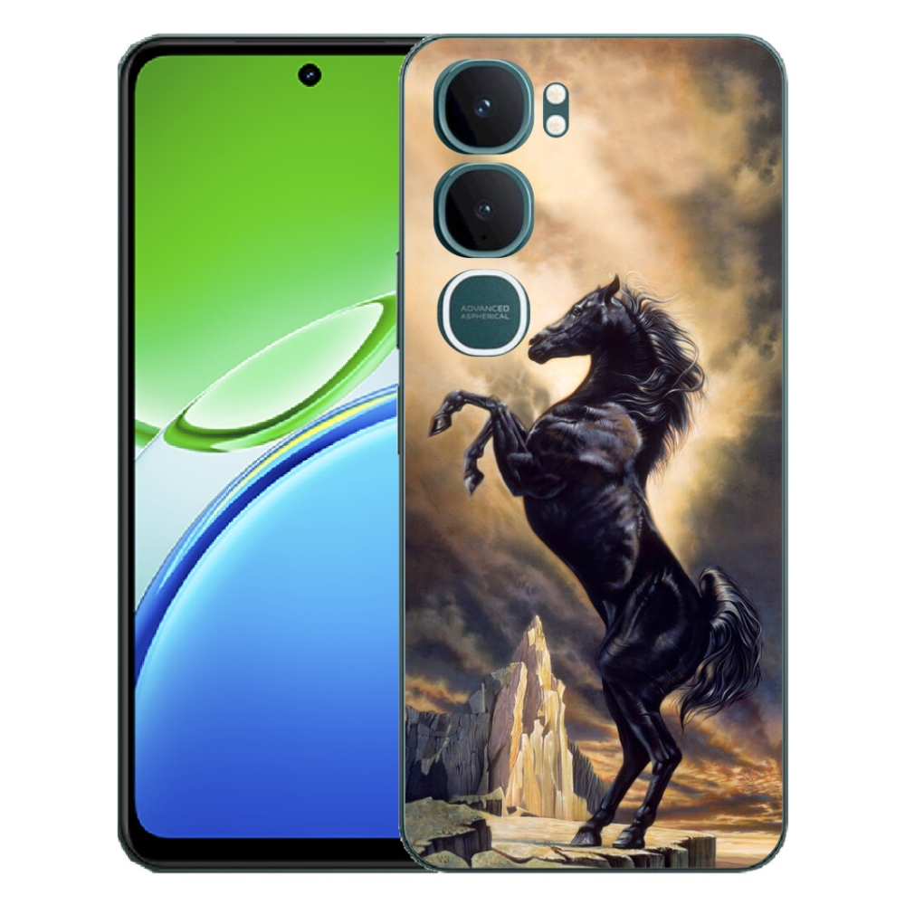 Gélový kryt mmCase na Vivo Y21d - čierny kreslený kôň