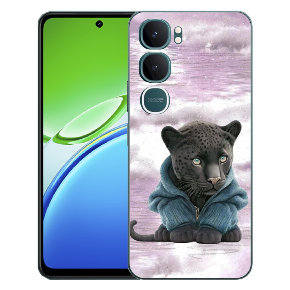 Gélový kryt mmCase na Vivo Y21d - čierny panter vo svetri