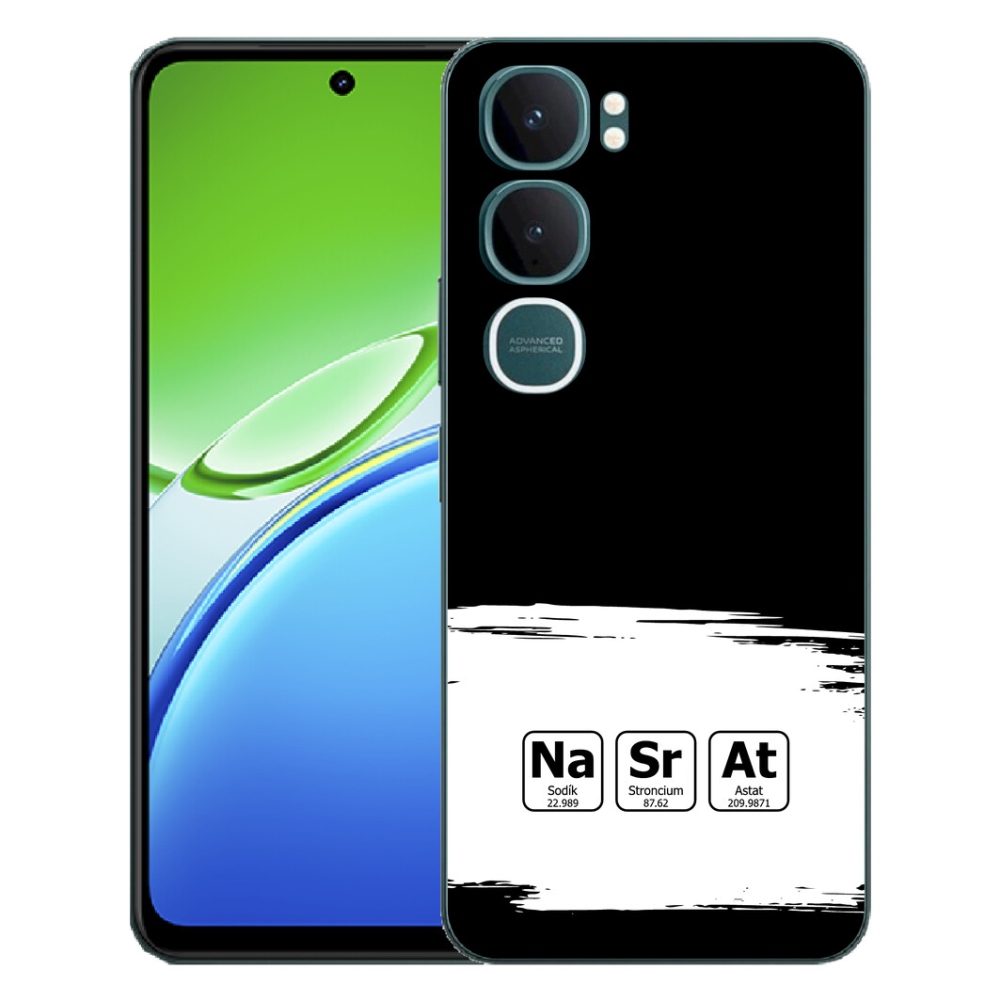 Gélový kryt mmCase na Vivo Y21d - chemické prvky bieločierne pozadie