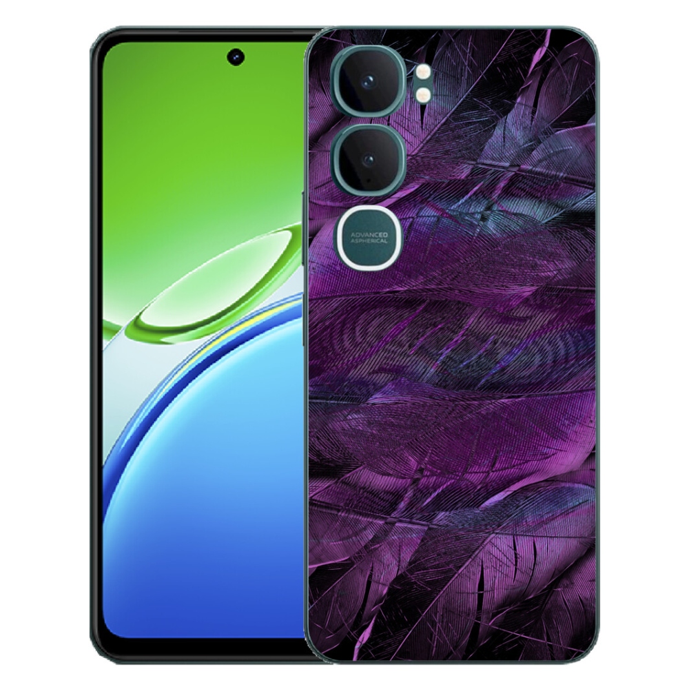 Gélový kryt mmCase na Vivo Y21d - fialové pierka