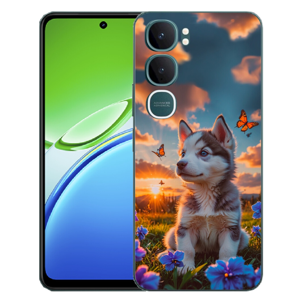 Gélový kryt mmCase na Vivo Y21d - husky pri západe slnka