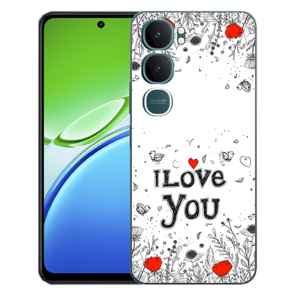 Gélový kryt mmCase na Vivo Y21d - I love you biele pozadie