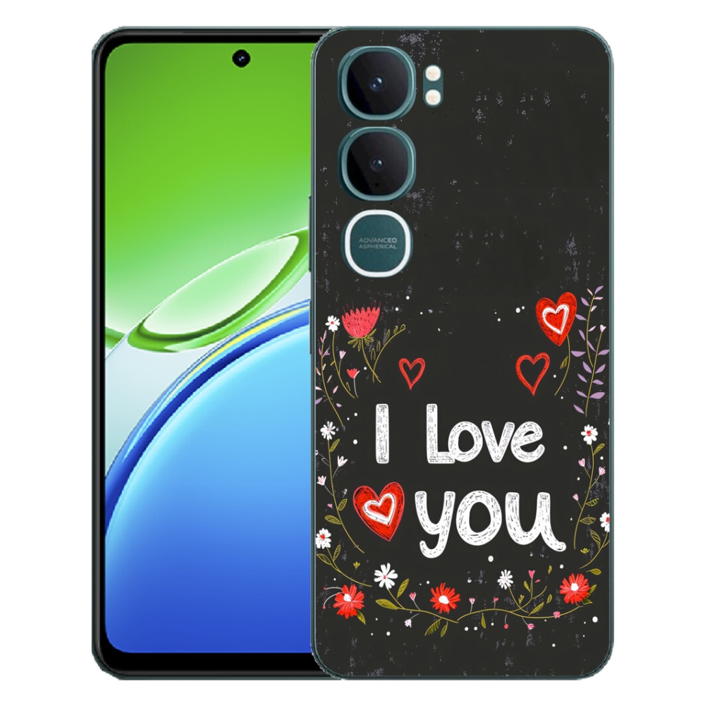 Gélový kryt mmCase na Vivo Y21d - I love you čierne pozadie