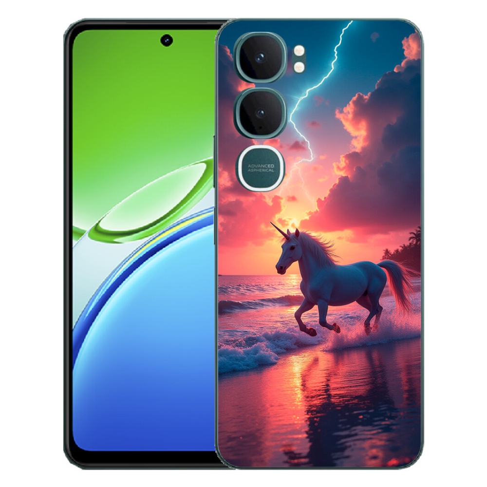 Gélový kryt mmCase na Vivo Y21d - jednorožec na pláži