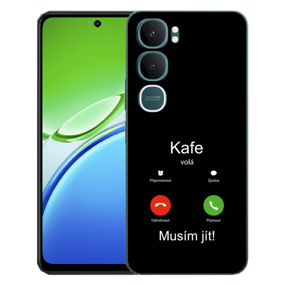 Gélový kryt mmCase na Vivo Y21d - káva volá čierne pozadie