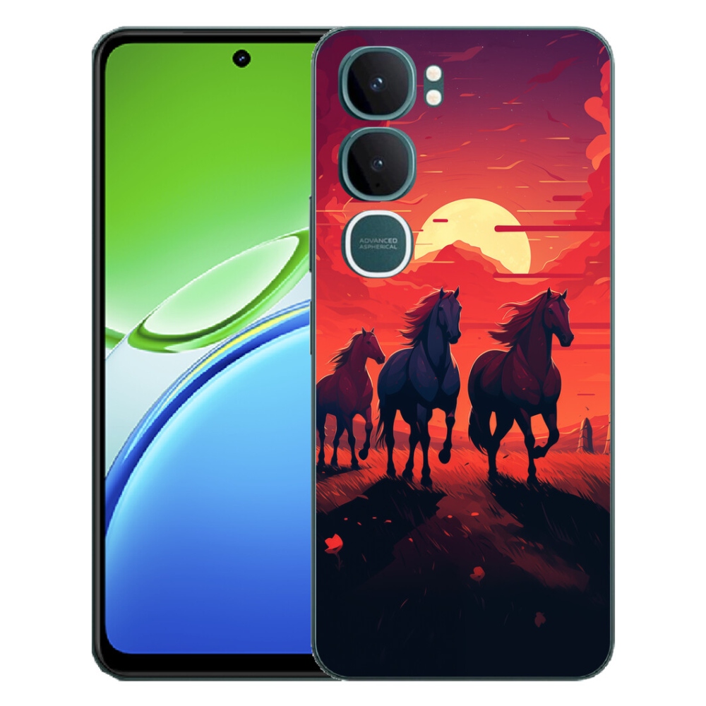Gélový kryt mmCase na Vivo Y21d - kone a západ slnka