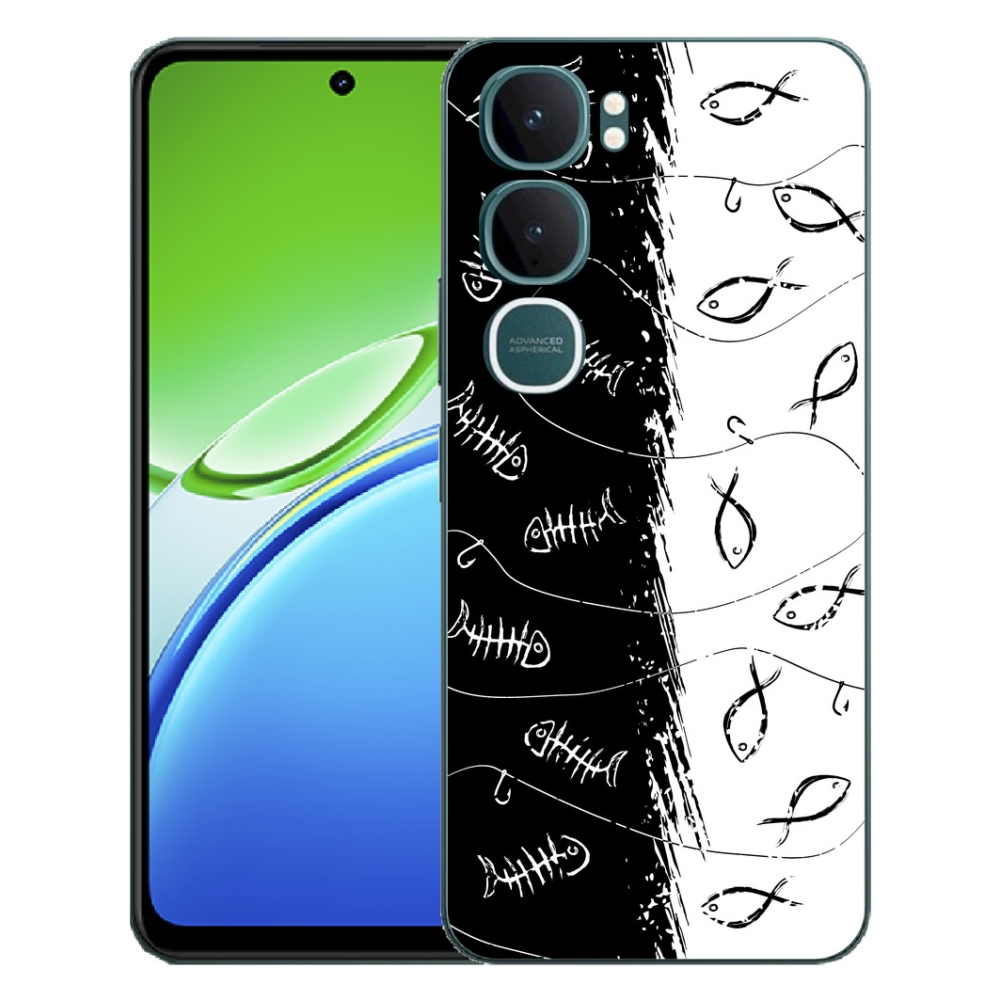 Gélový kryt mmCase na Vivo Y21d - kostry a rybky
