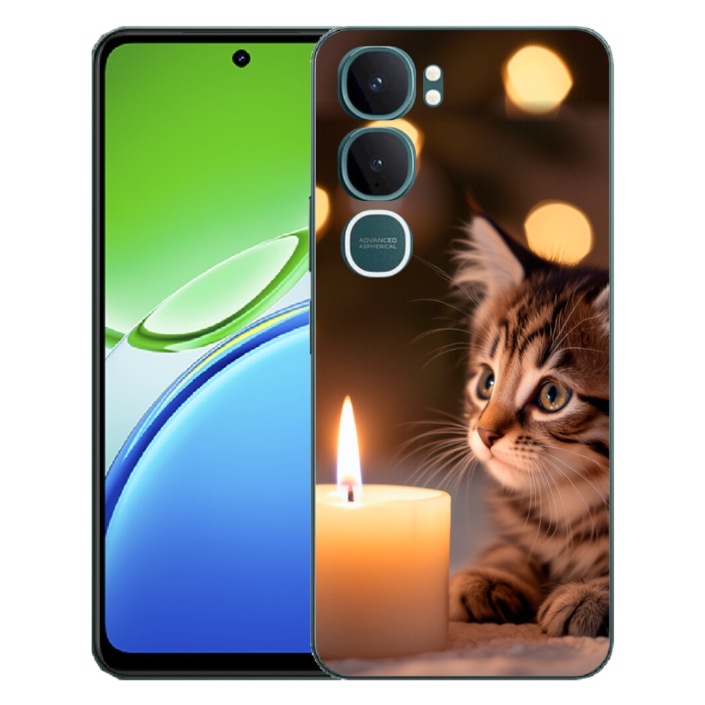 Gélový kryt mmCase na Vivo Y21d - mačiatko a sviečka