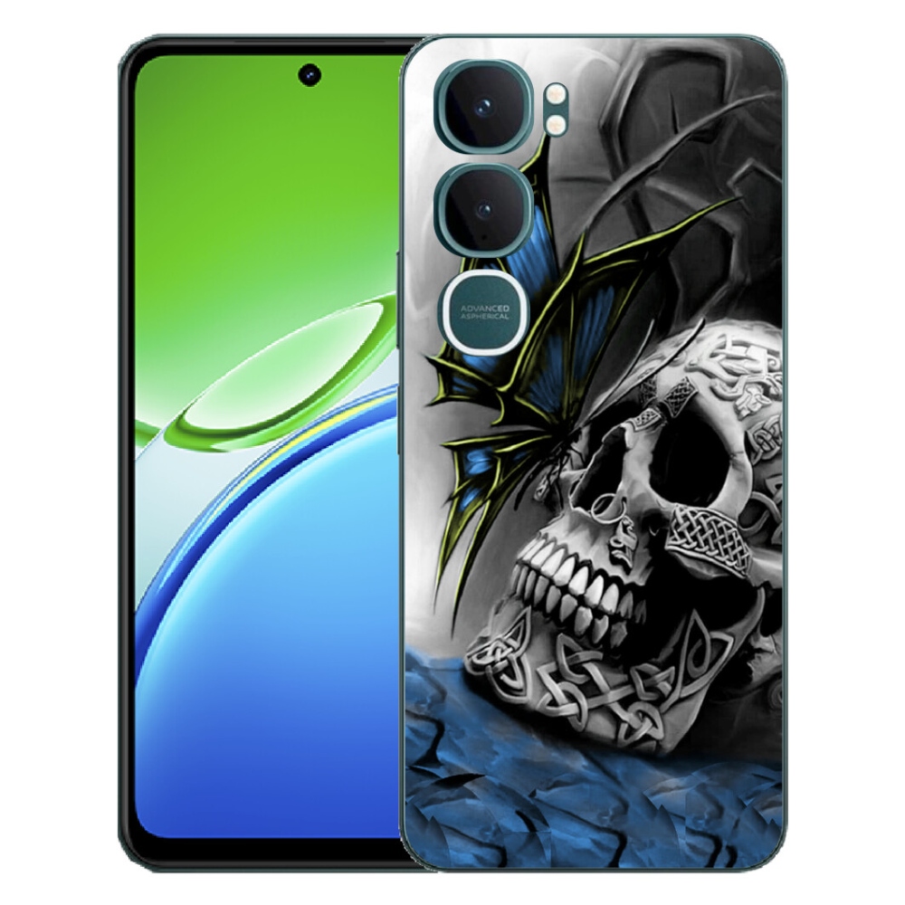 Gélový kryt mmCase na Vivo Y21d - motýľ a lebka