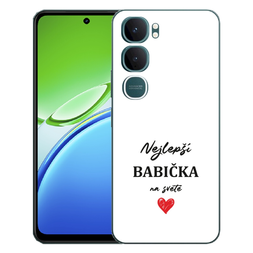 Gélový kryt mmCase na Vivo Y21d - najlepšia babička 1 biele pozadie