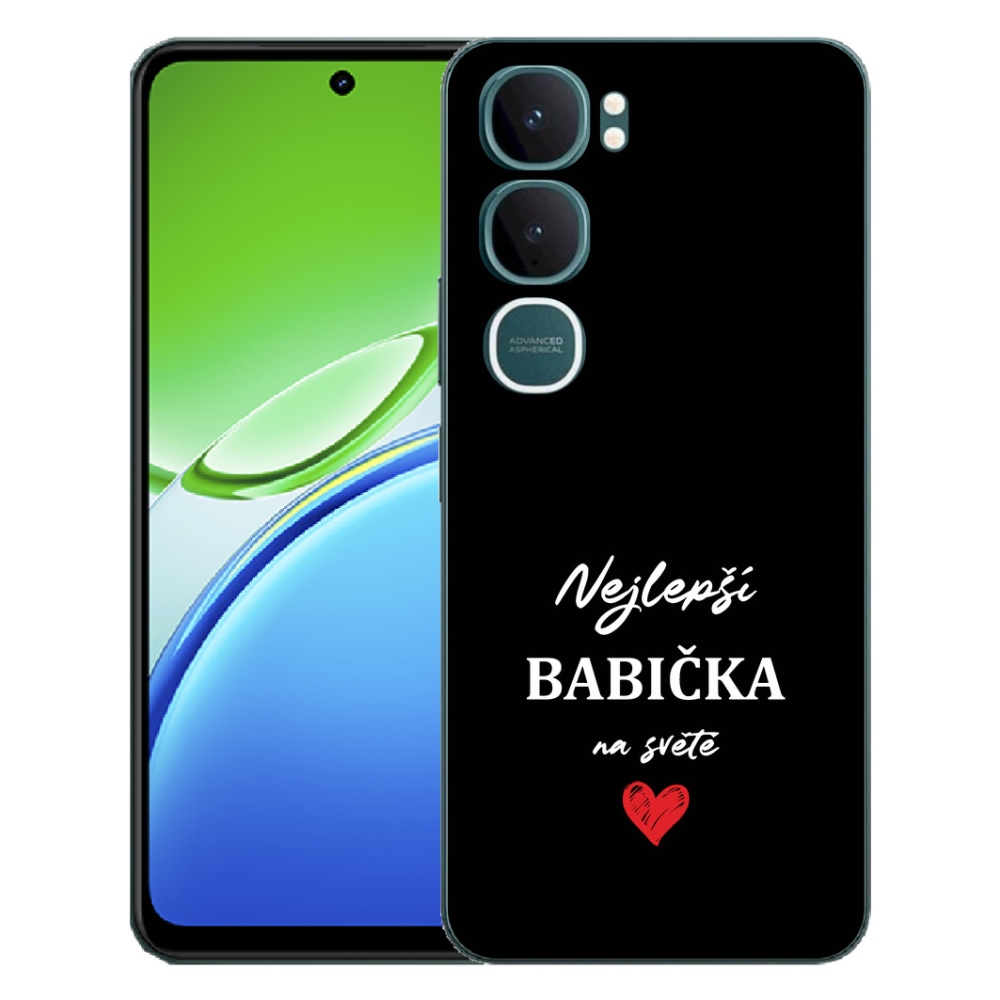 Gélový kryt mmCase na Vivo Y21d - najlepšia babička 1 čierne pozadie
