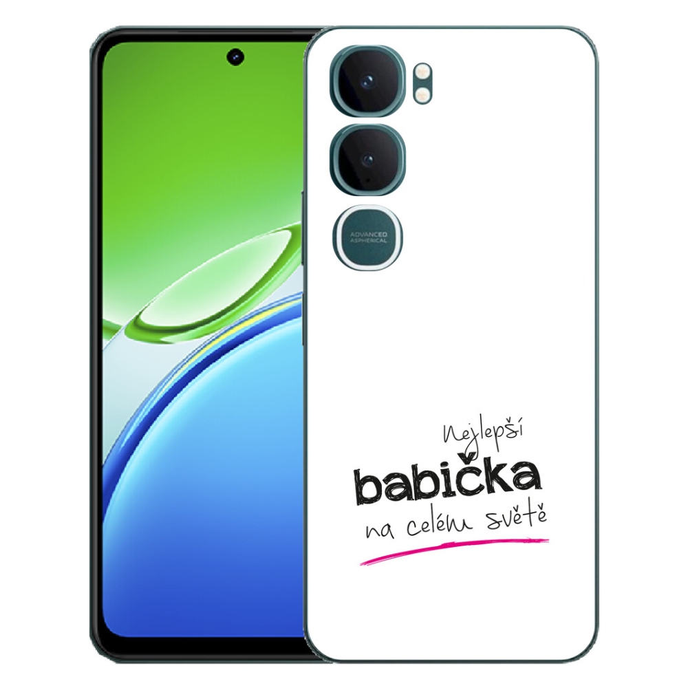 Gélový kryt mmCase na Vivo Y21d - najlepšia babička 4 biele pozadie