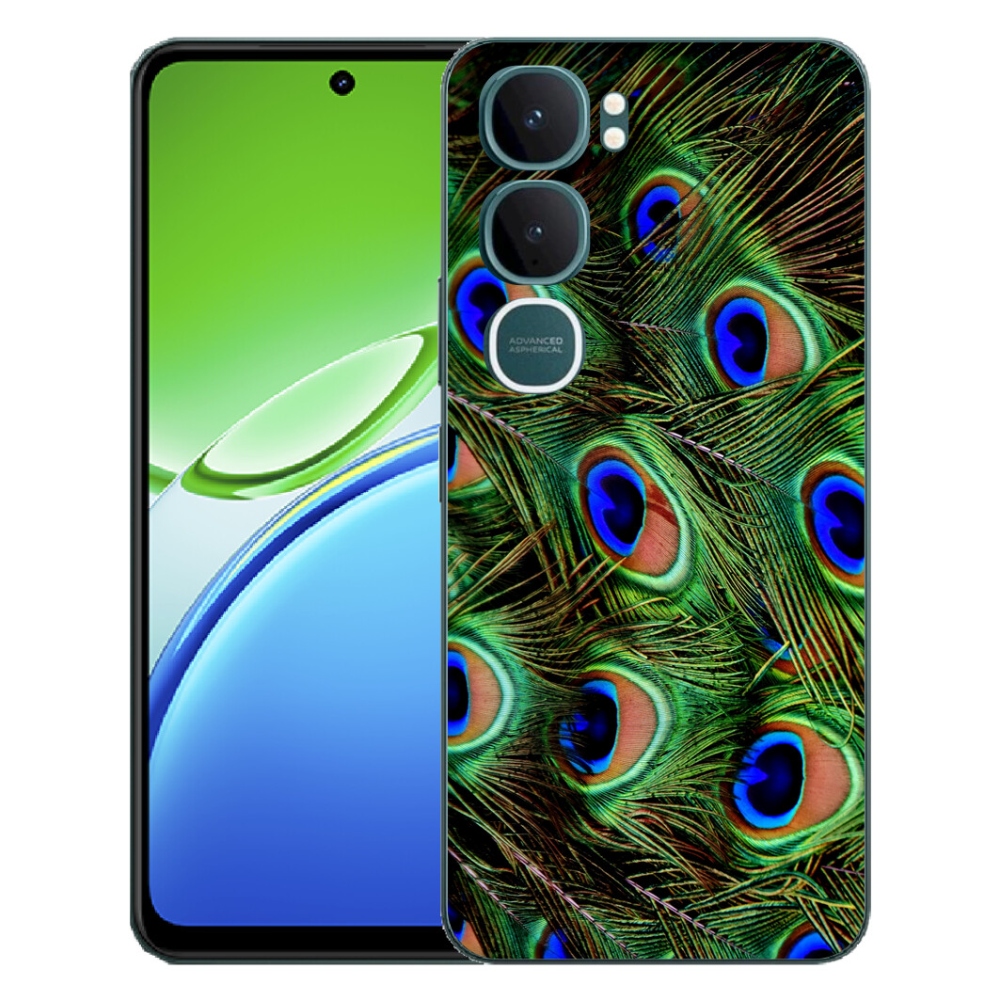 Gélový kryt mmCase na Vivo Y21d - pávie perie