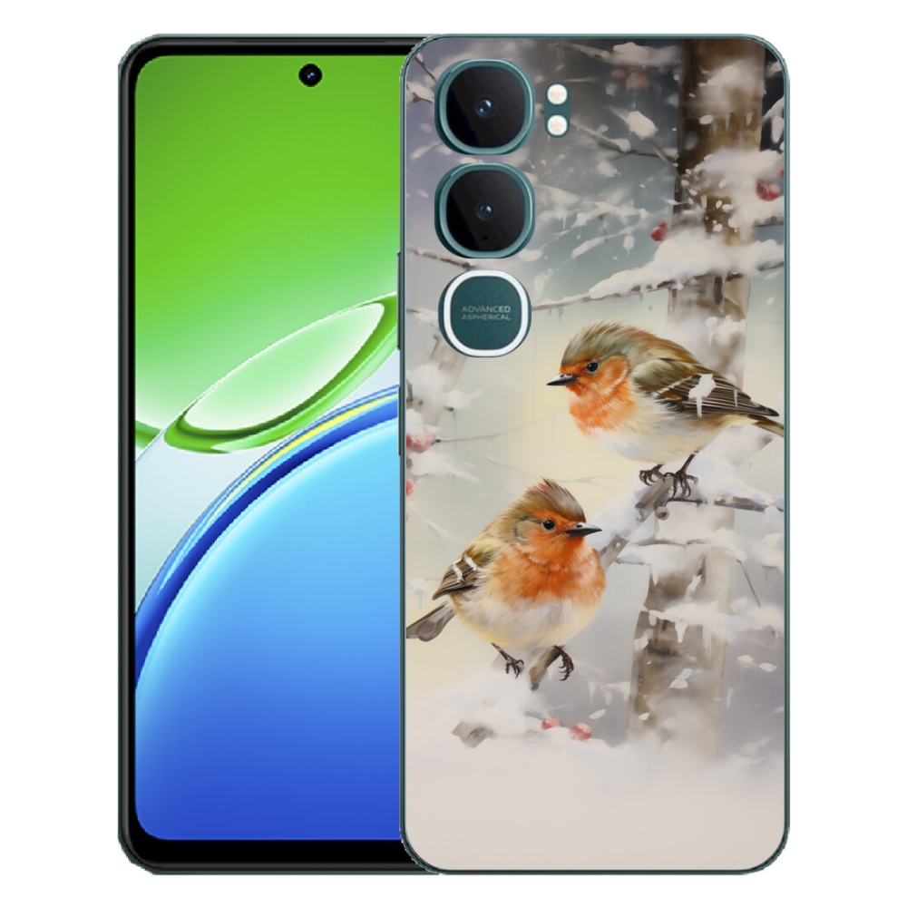 Gélový kryt mmCase na Vivo Y21d - vtáčiky v zime