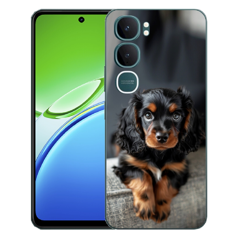 Gélový kryt mmCase na Vivo Y21d - roztomilý dlhosrstý jazvečík