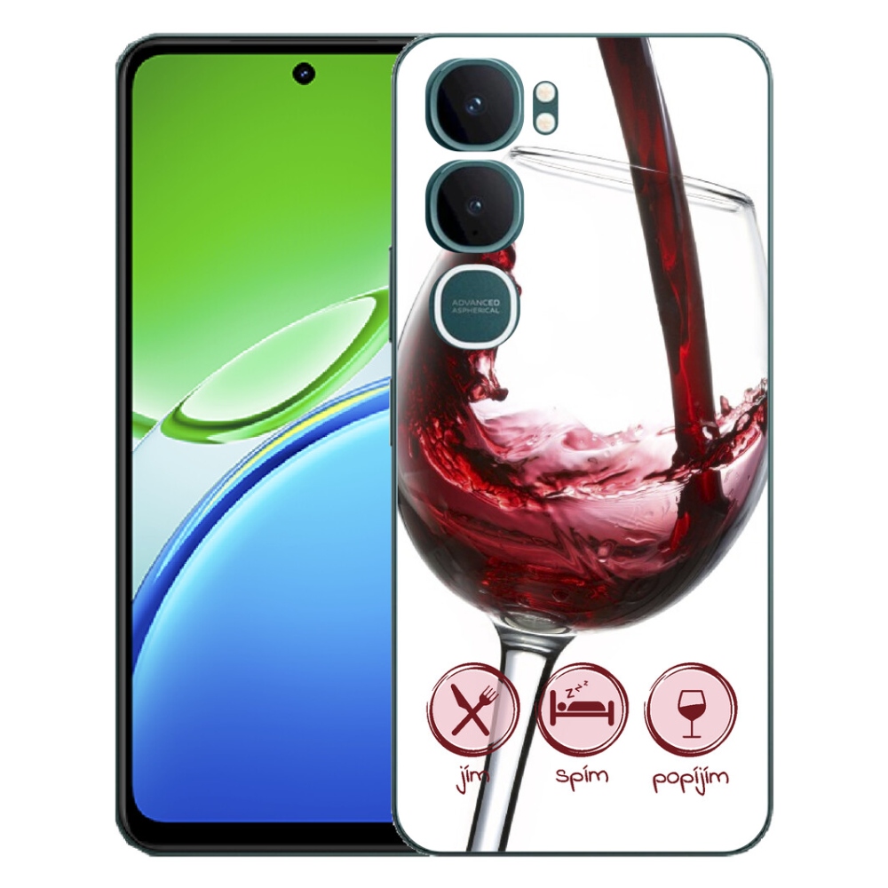 Gélový kryt mmCase na Vivo Y21d - pohár vína červené