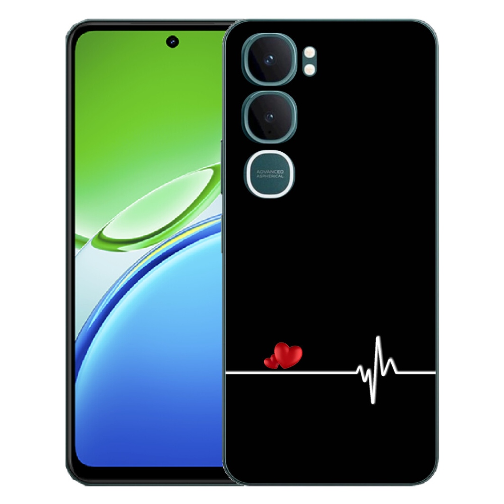 Gélový kryt mmCase na Vivo Y21d - srdce a tep čierne pozadie