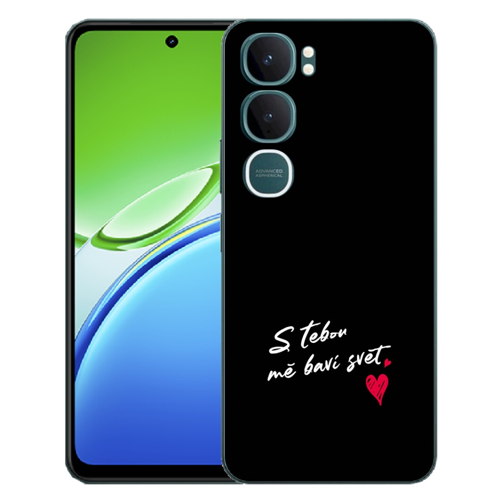 Gélový kryt mmCase na Vivo Y21d - zamilovaný text 1 čierne pozadie