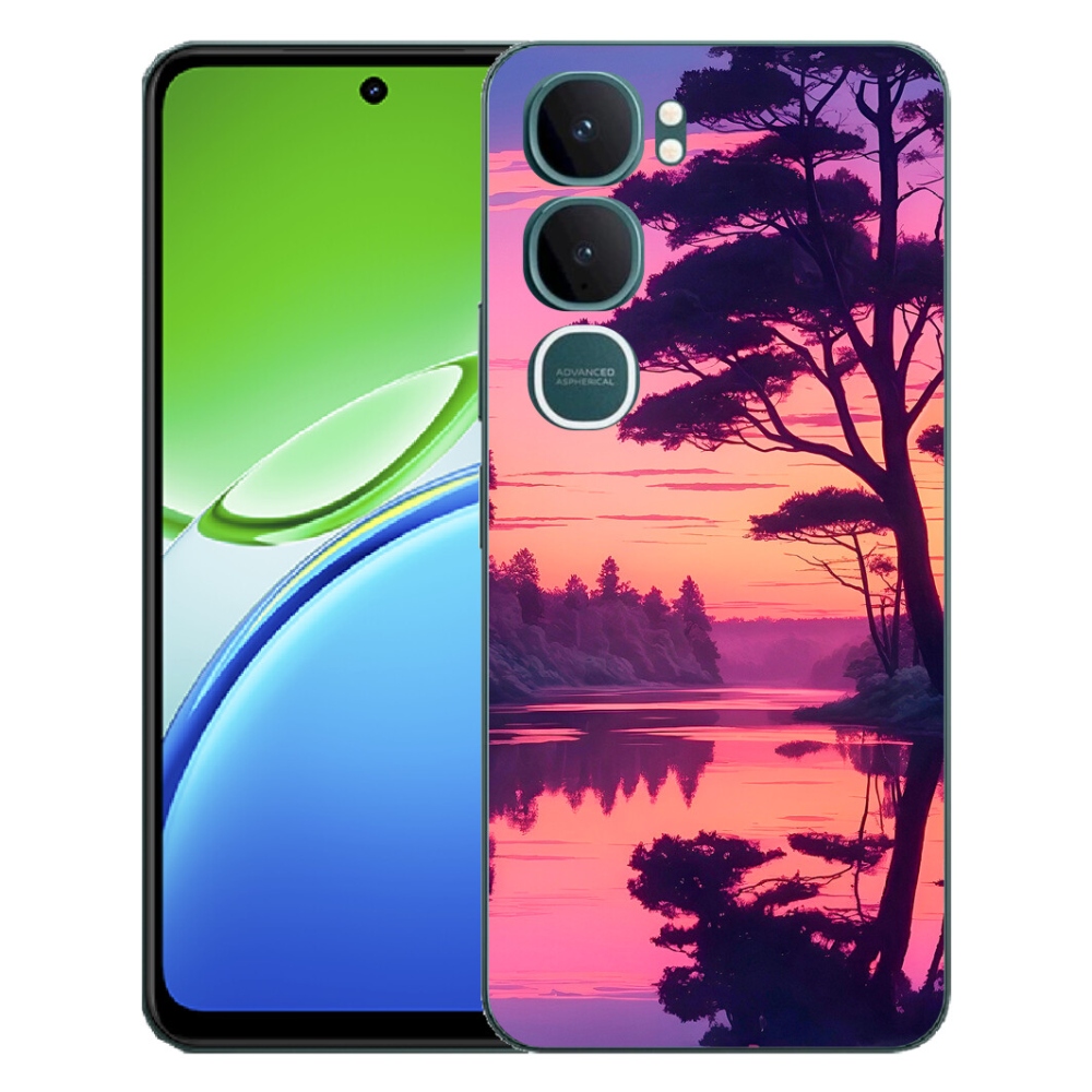 Gélový kryt mmCase na Vivo Y21d - západ slnka nad jazerom