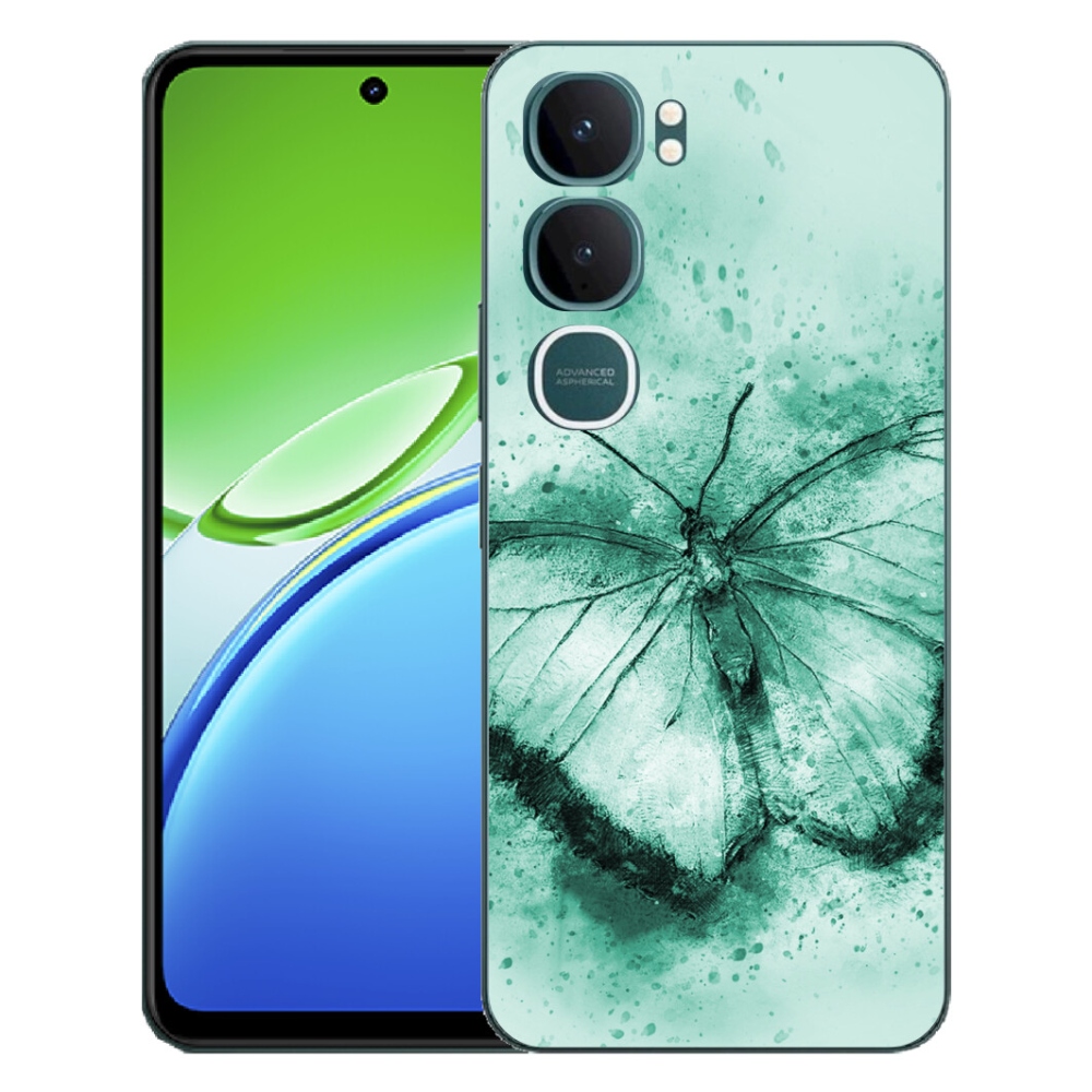 Gélový kryt mmCase na Vivo Y21d - zelený motýľ