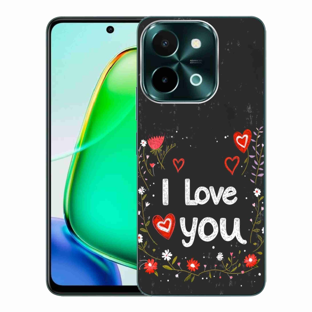 Gélový kryt mmCase na Vivo Y28 - I love you čierne pozadie