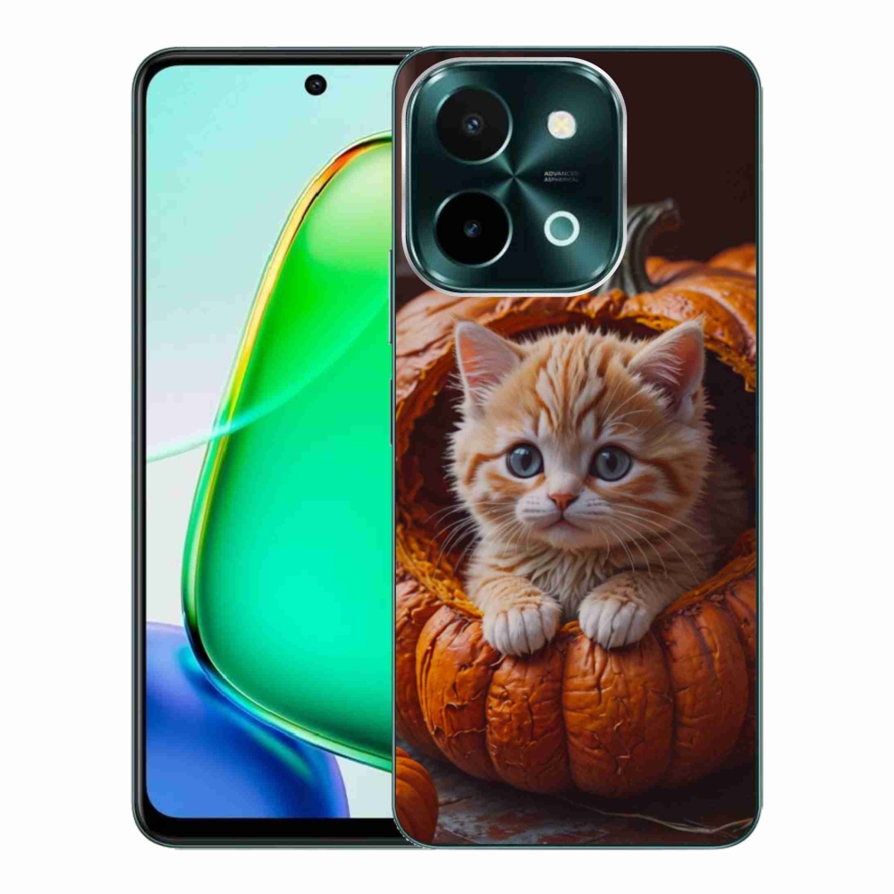 Gélový kryt mmCase na Vivo Y28 - mačiatko a tekvica 2