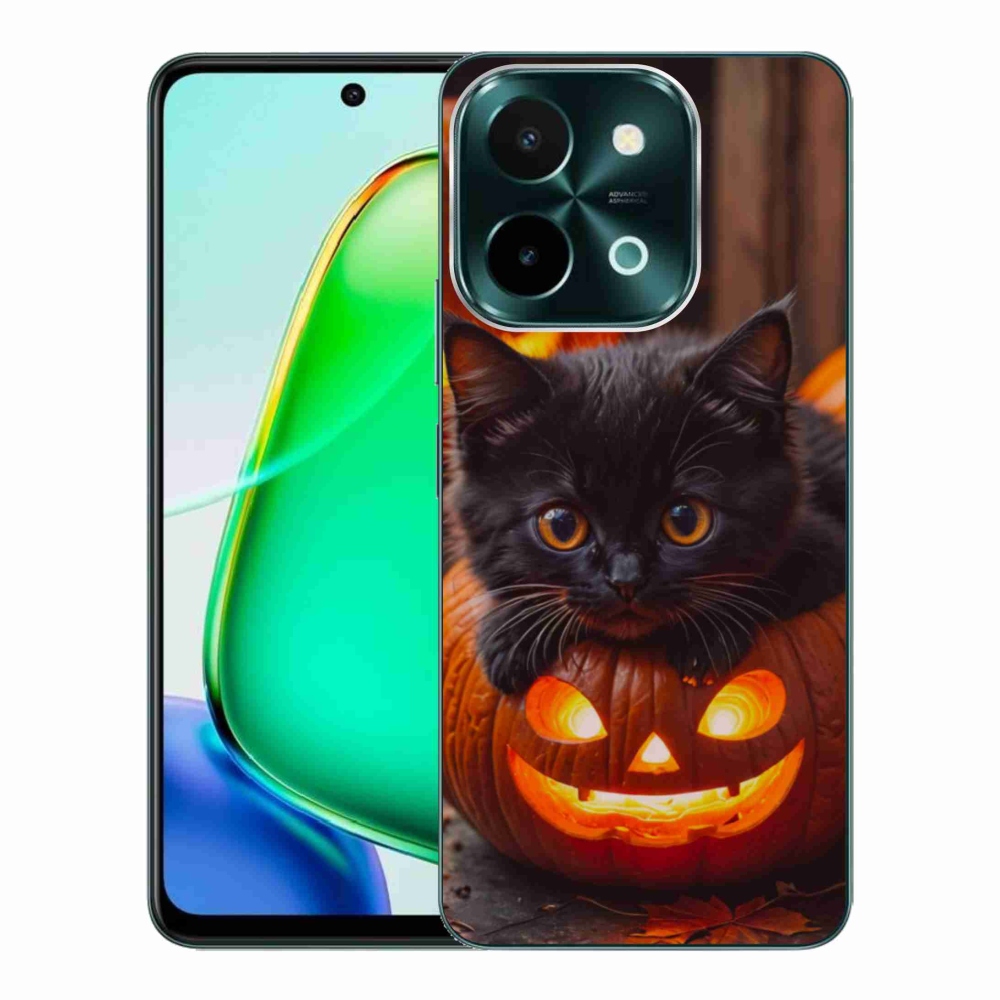 Gélový kryt mmCase na Vivo Y28 - mačiatko a tekvica