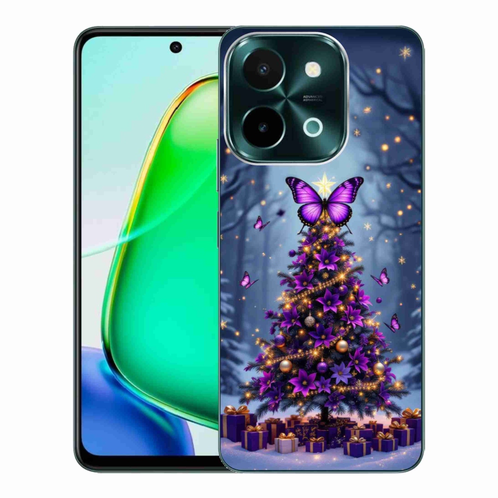 Gélový kryt mmCase na Vivo Y28 - motýlí vianočný stromček