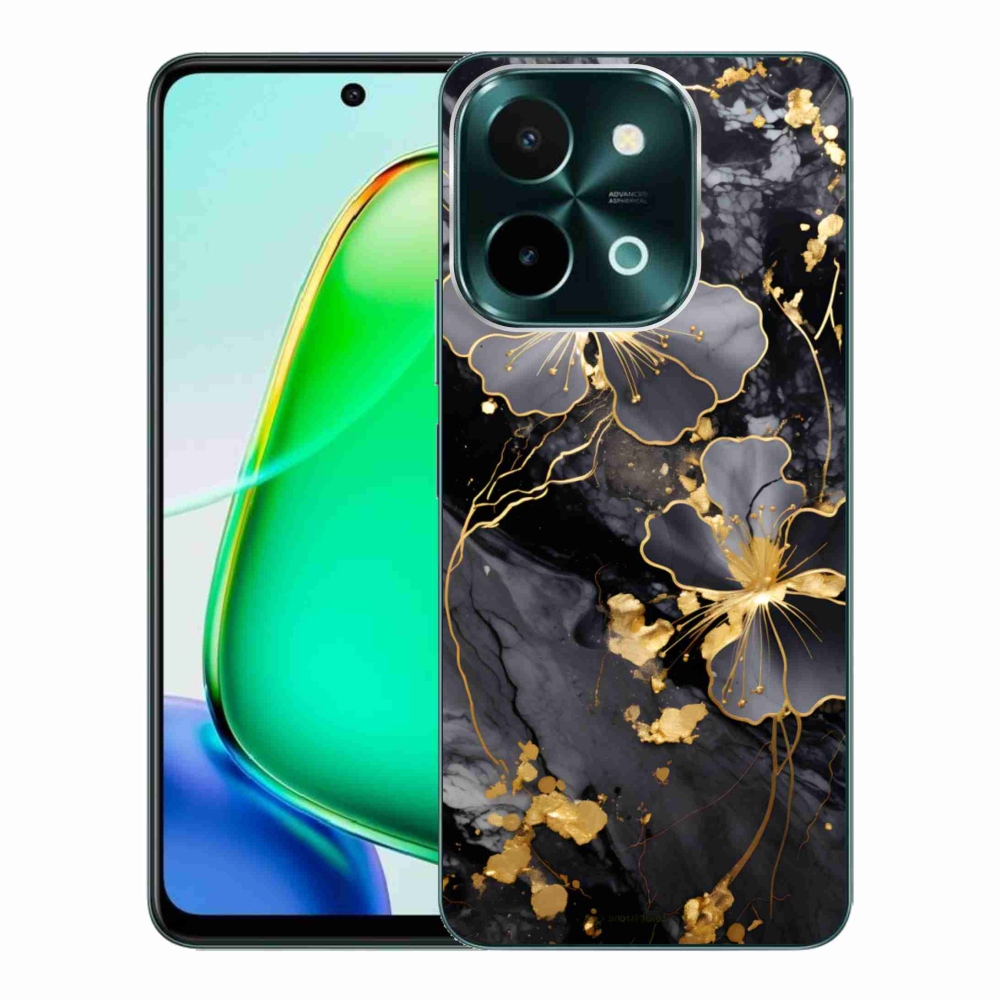 Gélový kryt mmCase na Vivo Y28 - zlaté kvety