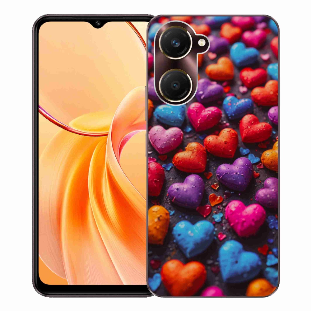 Gélový kryt mmCase na Vivo Y28s 5G - farebné srdcia