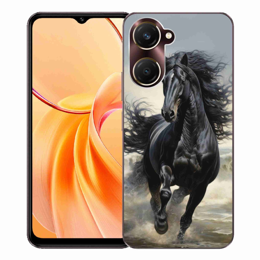 Gélový kryt mmCase na Vivo Y28s 5G - bežiaci čierny kôň