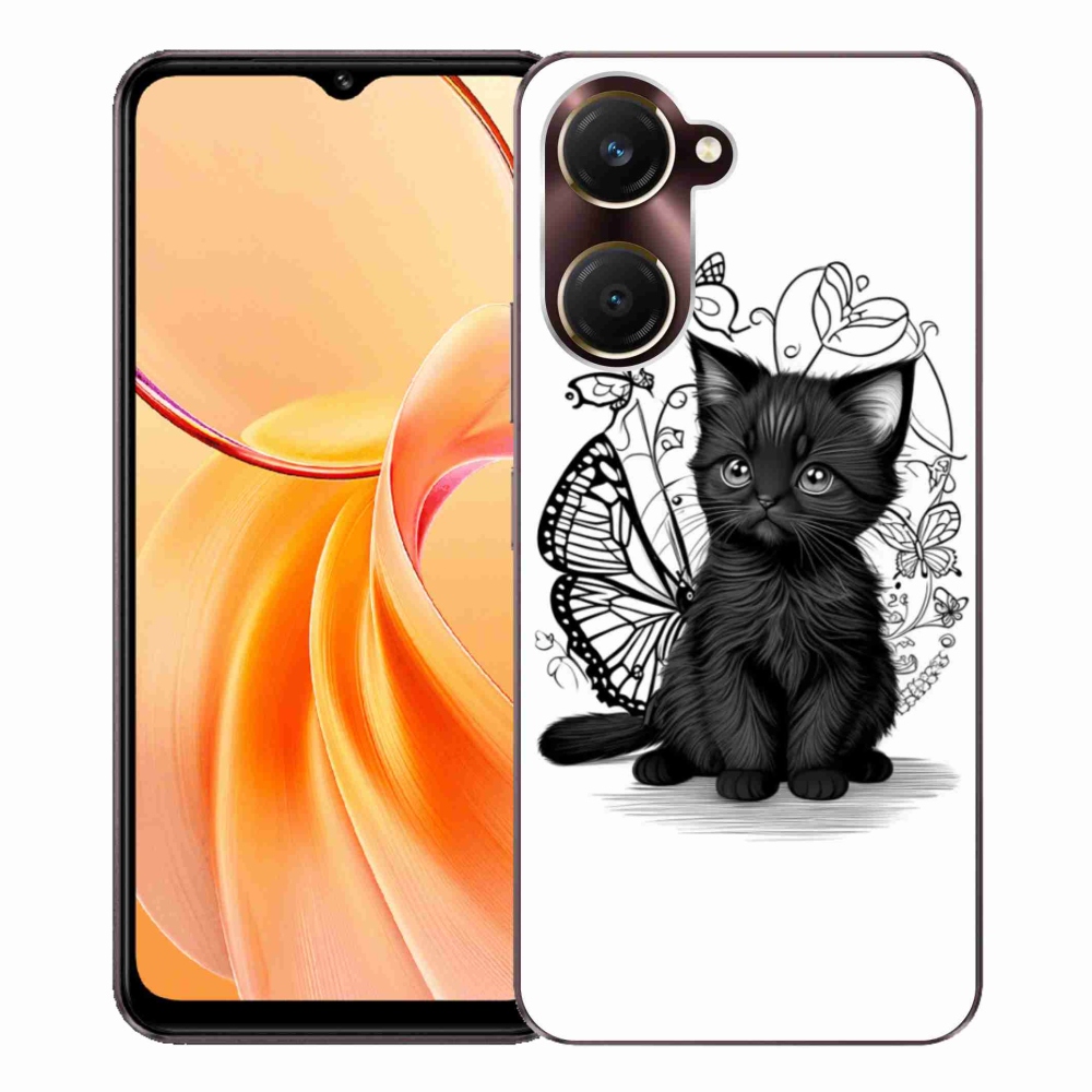 Gélový kryt mmCase na Vivo Y28s 5G - čierne mačiatko
