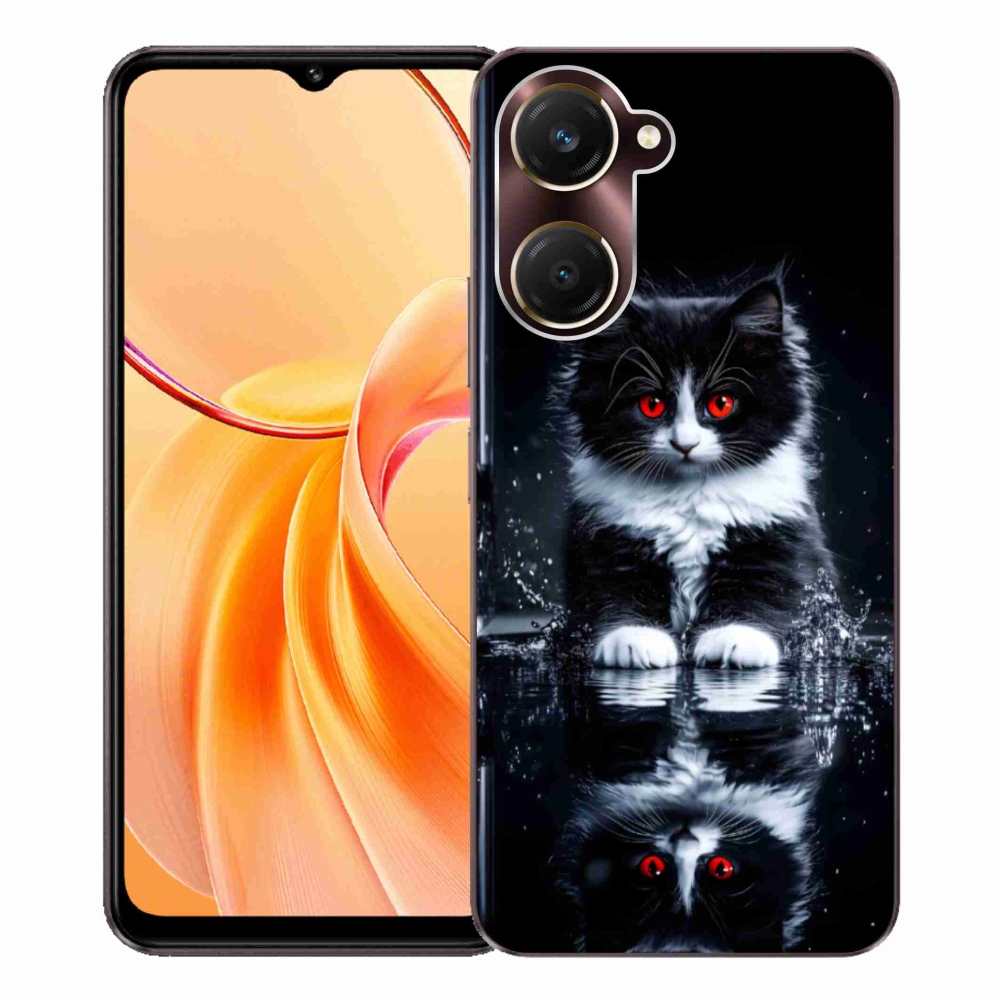 Gélový kryt mmCase na Vivo Y28s 5G - čiernobiele mačiatko