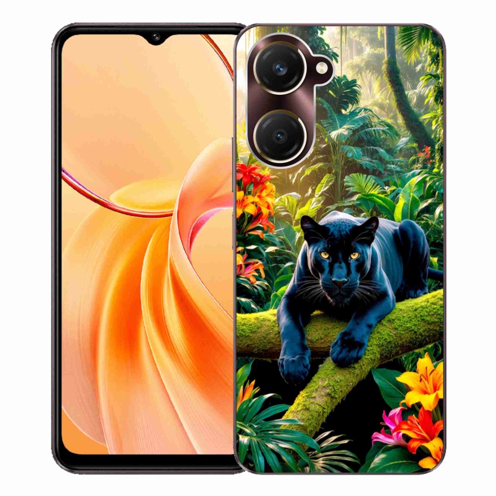 Gélový kryt mmCase na Vivo Y28s 5G - čierny panter v džungli