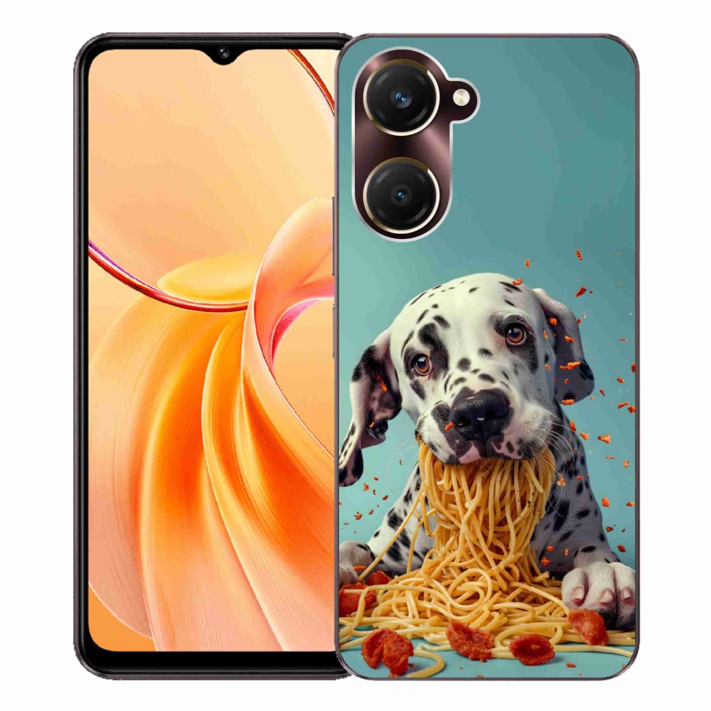 Gélový kryt mmCase na Vivo Y28s 5G - dalmatín a špagety