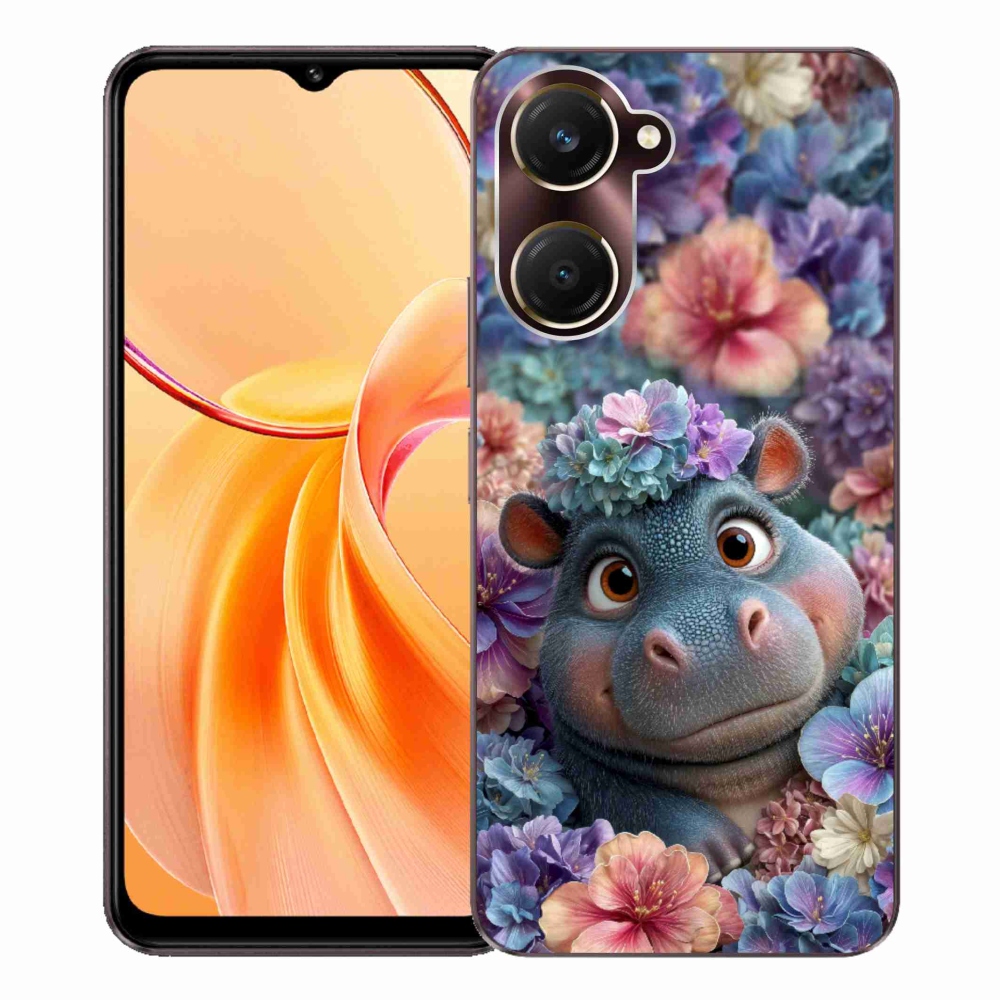 Gélový kryt mmCase na Vivo Y28s 5G - hrošík v kvetoch