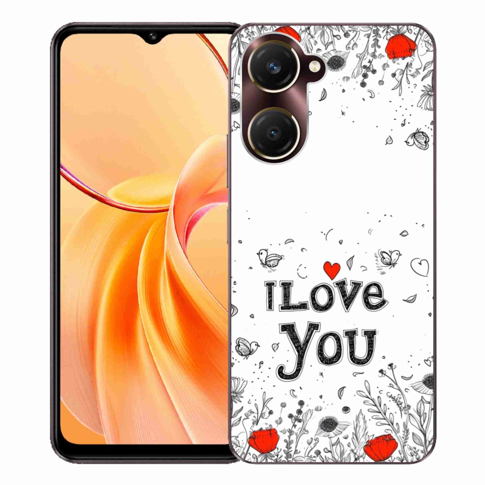 Gélový kryt mmCase na Vivo Y28s 5G - I love you biele pozadie