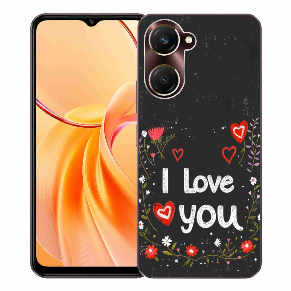 Gélový kryt mmCase na Vivo Y28s 5G - I love you čierne pozadie