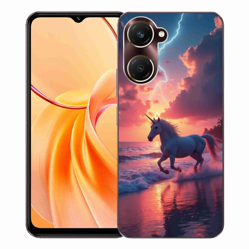 Gélový kryt mmCase na Vivo Y28s 5G - jednorožec na pláži