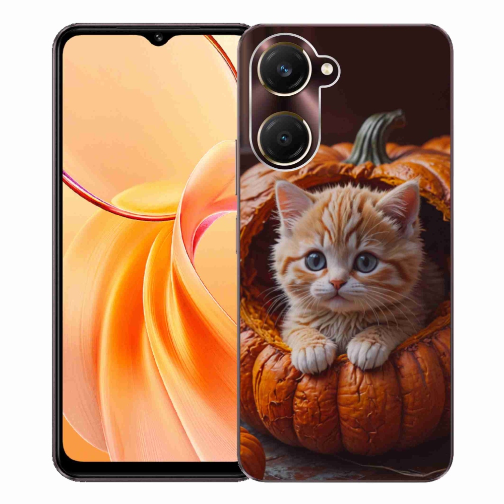 Gélový kryt mmCase na Vivo Y28s 5G - mačiatko a tekvica 2